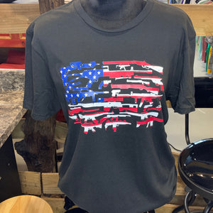 Gun Silhouette American Flag Shirt