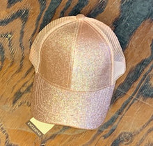 Load image into Gallery viewer, Kids Glitter High Ponytail CC Ball Cap
