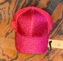 Load image into Gallery viewer, Kids Glitter High Ponytail CC Ball Cap
