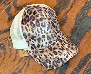 Leopard Print High Ponytail CC Ball Cap