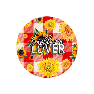 Red Gingham Sunflower Lover Car Coaster